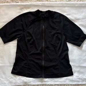 Lands' End Black Zip-Up Swim Top size OX long